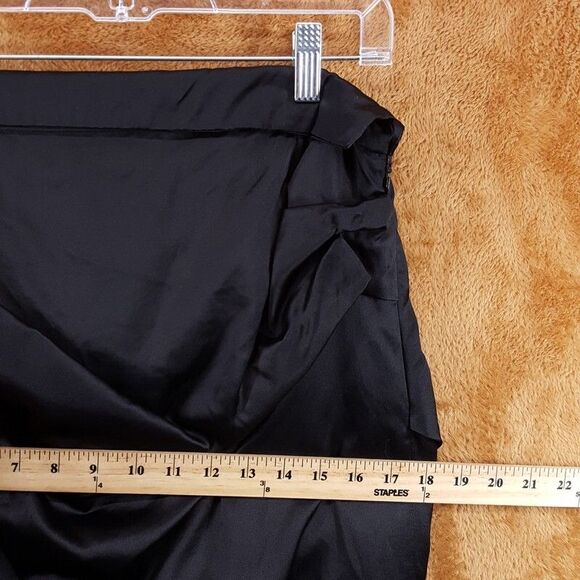 DRIES VAN NOTEN Strapless Dress Womens Size 40 Black Satin Belted Tie Silk Blend - Picture 7 of 9